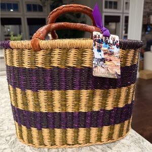 Handwoven Purple and Tan Blessing Basket